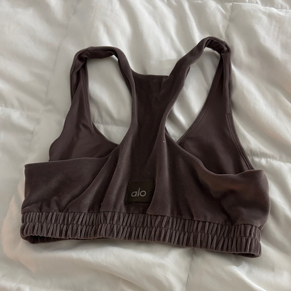 ALO Yoga Chocolate Racerback Sports Bra - Picture 2 of 3